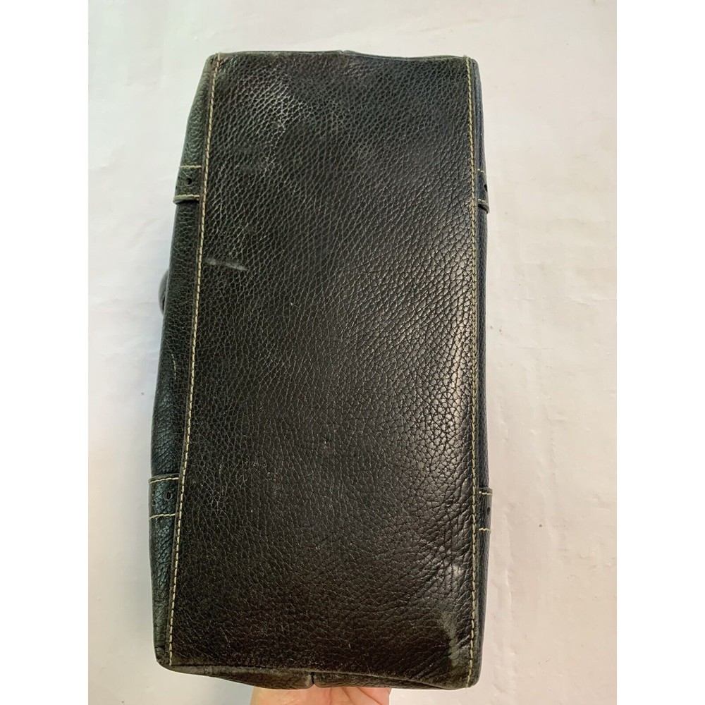 DOONEY & BOURKE Leather Black Bowler Pebble Handbag Purse Vtg - Picture 6 of 16